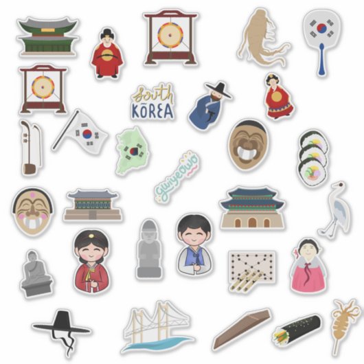 Cultuurschatten van Korea Stickers Blad (Voorkant)