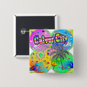 Culver CIty Vier Seizoenen Knop Vierkante Button 5,1 Cm
