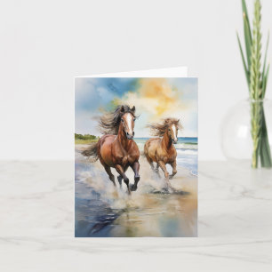 Cumberland Island National Park Horses Waterverf Kaart