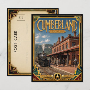Cumberland Maryland Vintage Art Deco Gouden Tijdpe Briefkaart