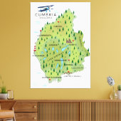 Cumbria England Map reisposter. Canvas Afdruk (Insitu (Woonkamer))