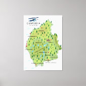 Cumbria England Map reisposter. Canvas Afdruk (Voorkant)
