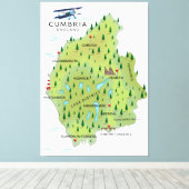 Cumbria England Map reisposter. Canvas Afdruk (Insitu (Houten vloer))