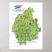 Cumbria England Map reisposter. Poster (Voorkant)