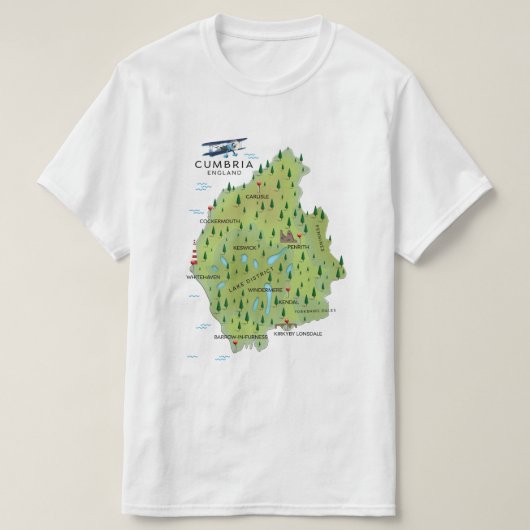 Cumbria England Map reisposter. T-shirt (Design voorkant)