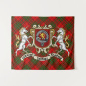 Cumming Clan Badge & Unicorns w/Tartan Wandkleed (Voorkant (horizontaal))
