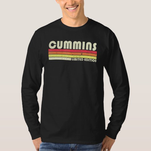 Cummins Surname Retro 80-90-jarige Reu T-shirt (Voorkant)
