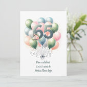 Cumpleaños de 65 Años Globos Foto Kaart (Staand voorkant)
