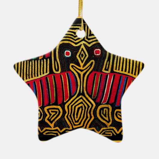 Cuna Indian Mola Duck Design Keramisch Ornament (Achterkant)