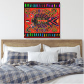 Cuna Indian Mola Flying Fish Canvas Afdruk (Insitu (Slaapkamer))