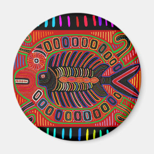 Cuna Indian Mola Flying Fish Magneet