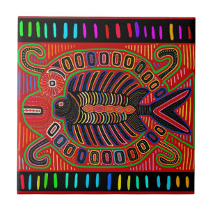 Cuna Indian Mola Flying Fish Tegeltje