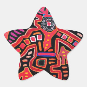 Cuna Indian Tribal Shaman met blikken Ster Sticker