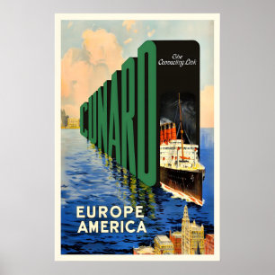 Cunard Europa Amerika Oude Reisposter Poster