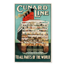 Cunard Line (naar alle delen van de wereld) Poster