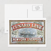 Cunard Line New York Liverpool 1875 Briefkaart (Voorkant / Achterkant)