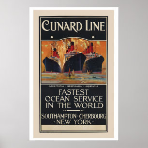 Cunard Line Snelste Oceaan Dienst ter Wereld Poster