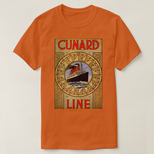 Cunard Line vintage-poster T-shirt (Design voorkant)