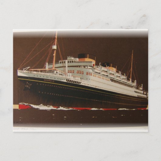 Cunard Lines 1930 Briefkaart (Voorkant)
