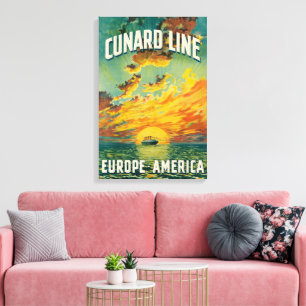 CUNARD OCEAANLIJN EUROPE AMERIKA CANVAS PRINT
