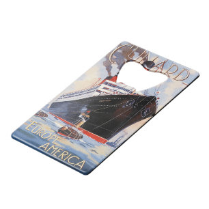 CUNARD OCEAN LINER AQUITANIA KREDIETKAART FLESSENOPENER