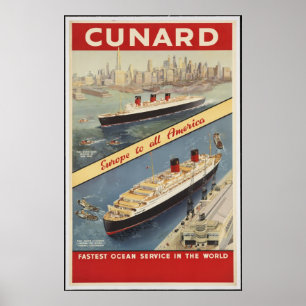 Cunard Vintage Travel Poster en Retro Prints