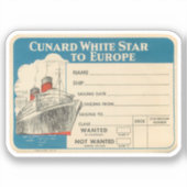 Cunard - White Star Vintage Étiquette de bagages (Recto)