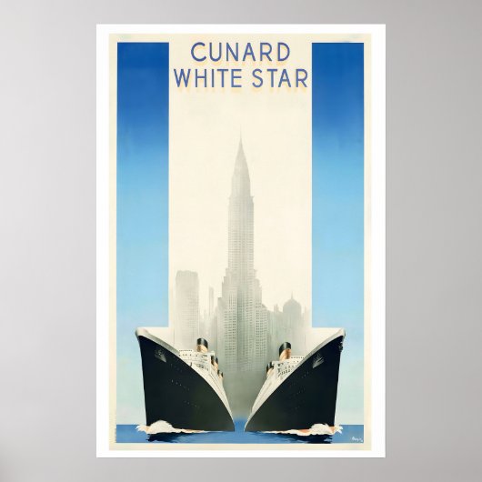 Cunard White Star Vintage Travel Poster (Devant)