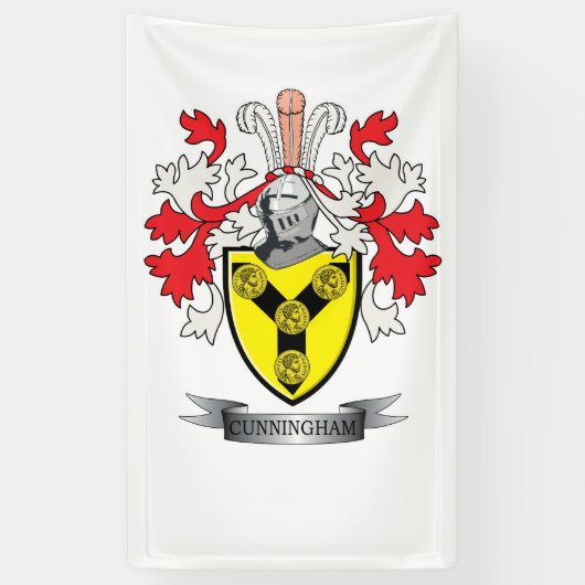 Cunningham Family Crest Coat of Arms Spandoek (Verticaal)