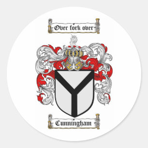 CUNNINGHAM FAMILY CREST - CUNNINGHAM WAPEN RONDE STICKER