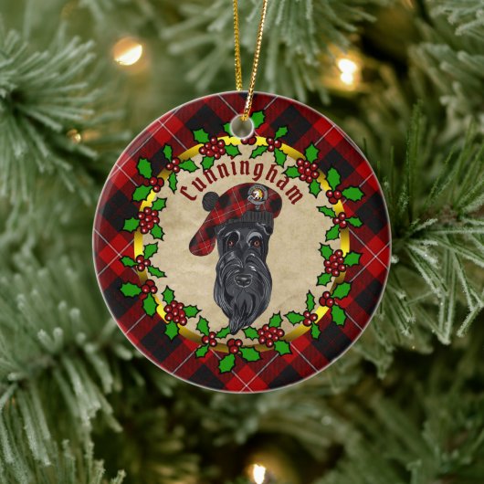 Cunningham Scottie Dog kerstkeramisch Ornament (Boom)