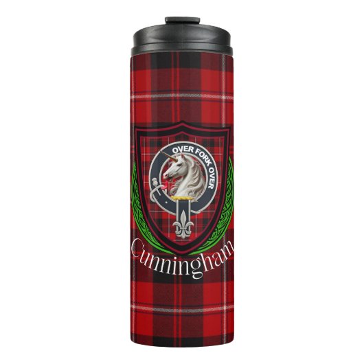 Cunningham Scottish Clan Tartan & Crest Thermosbeker (Voorkant)