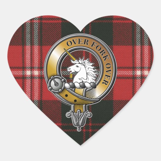 Cunningham Tartan & Badge Hart Sticker (Voorkant)