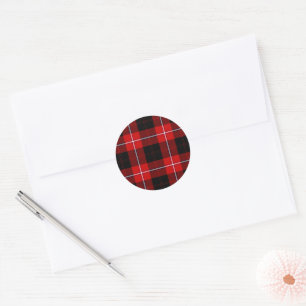 Cunningham Tartan Red Black Pset Ronde Sticker