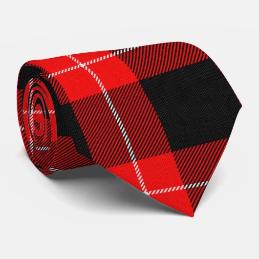 Cunningham Tartan Red Black Pset Stropdas (Opgerold)