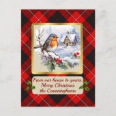 Cunningham Tartan w/Robin Personalized Feestdagenkaart (Voorkant)