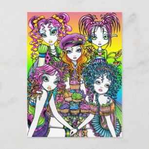 Cup Cake Rainbow Fairies Party Postcard Briefkaart