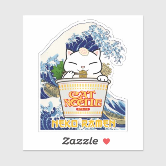 Cup Noodle Ramen Cat Sticker (Vel)