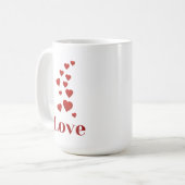 Cup of LOVE with hearts. Koffiemok (Voorkant links)