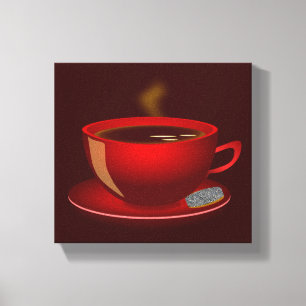 Cup_of_tea_Vector_Clipart TEA COFFEE Red Mok Canvas Afdruk