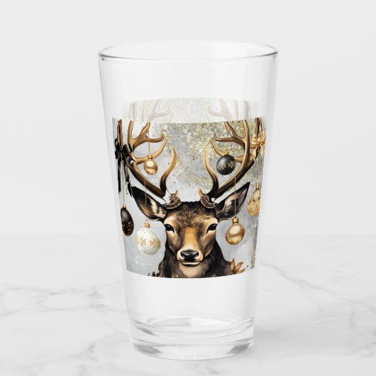Cup Winter Christmas Deer – Style Pint Glass Glas (Voorkant)