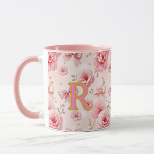 Cup with initial, Romantic cup, mug for her (Gauche)