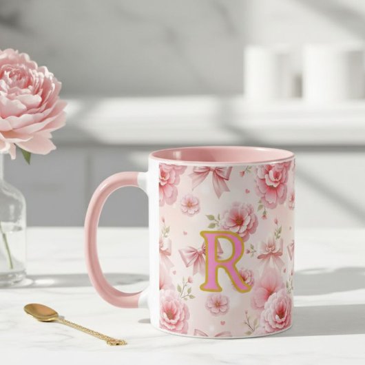Cup with initial, Romantic cup, mug for her Mok