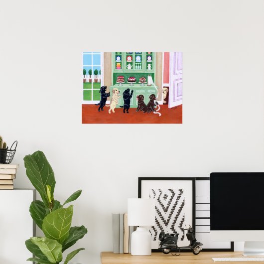 Cupboard Labrador Puppies Art Print (Thuiskantoor)