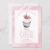 Cupcake 1er anniversaire Invitation - Sweet Pink B (Devant)
