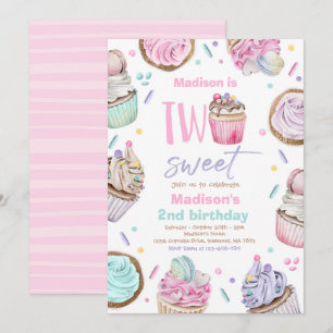 Cupcake 2e verjaardagsfeest Twee Sweet Snoep Party Kaart