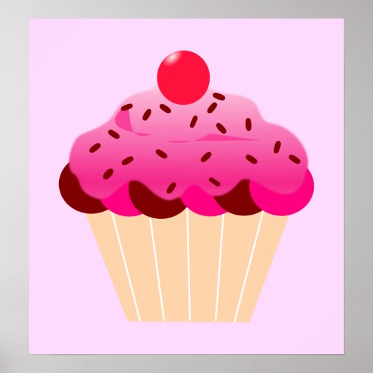 cupcake-310968 cupcake cherry roze ijsdessert poster (Voorkant)