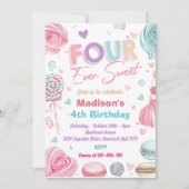 Cupcake 4e verjaardagsfeestje vier ooit zo lief kaart (Voorkant)