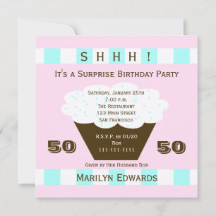 Cupcake 50e Surprise Anniversaire Invitation