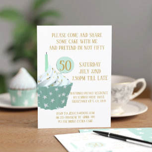 Cupcake 50th Birthday Party Invitation Kaart